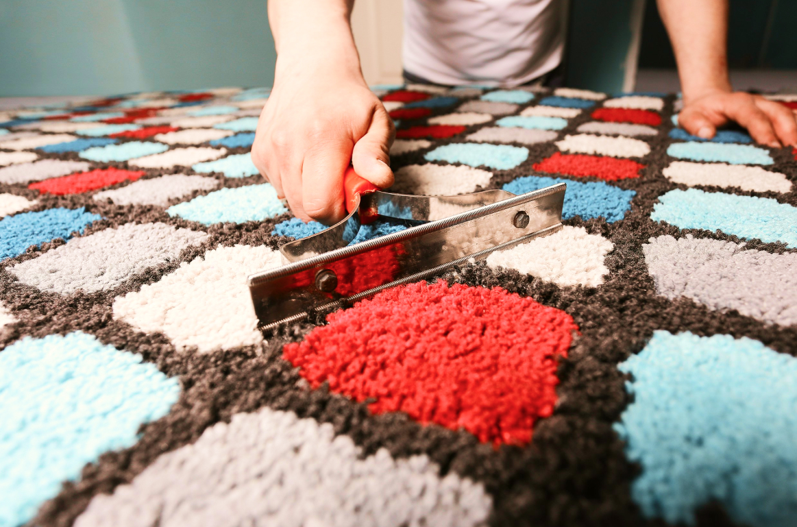 mechanical cleaning of carpet from plasticine